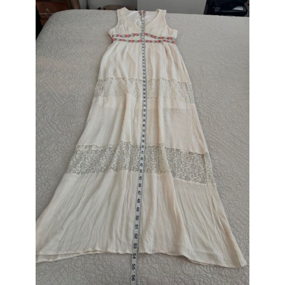 Flying Tomato Cream Empire Waist Maxi Dress with Lace, Size L - Picture 7 of 7
